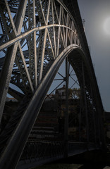 Detail of iron bridge, D.Luís in the city of Porto, Portugal, douro river.