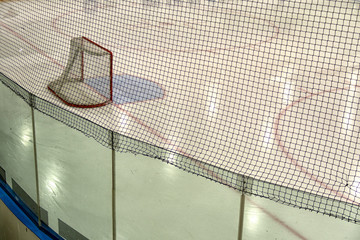 hockey sport, game on ice., coaching the goalkeeper.