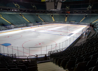 hockey sport, game on ice., coaching the goalkeeper.