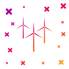 Color Wind turbine icon isolated on white background. Wind generator sign. Windmill silhouette. Windmills for electric power production. Gradient random dynamic shapes. Vector Illustration
