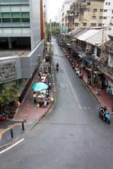 Bangkok, March 31, 2020. The city is under lockdown during the coronavirus / covid19 pandemic. The streets are empty and shops are closed due to the curfew. 