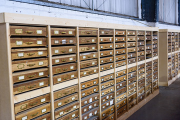 Rock core samples at a geological research laboratory