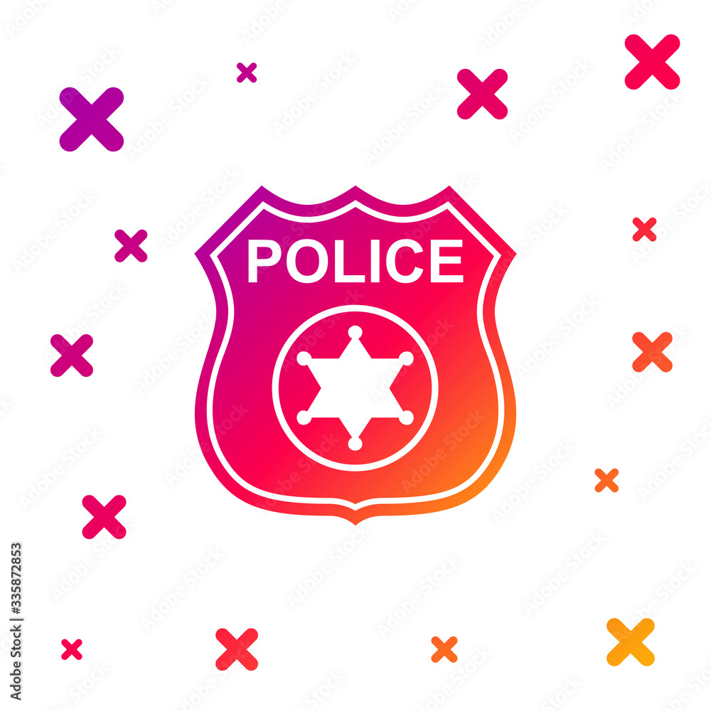 Poster color police badge icon isolated on white background. sheriff badge sign. gradient random dynamic sh