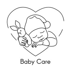 Newborn. Pediatric Clinic Logo in a Linear Style
