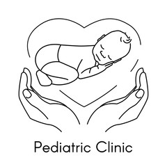 Newborn on Hand. Pediatric Clinic Logo 