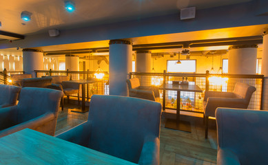 Modern dining place, contemporary design background, , no people