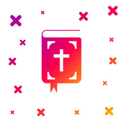 Color Bible book icon isolated on white background. Holy Bible book sign. Gradient random dynamic shapes. Vector Illustration