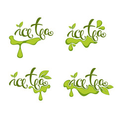 Ice tea, lettering logo composition