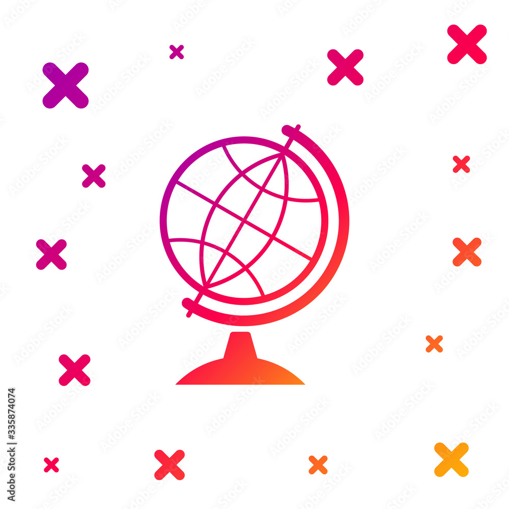 Poster color earth globe icon isolated on white background. gradient random dynamic shapes. vector illustra