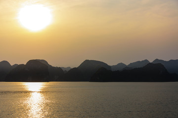 Sunset on Halong Bay, Vietnam