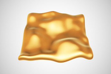 3D golden landscape on white background. Glamorous and luxury golden decoration element. Vector illustration of golden surface with mountain and hills.