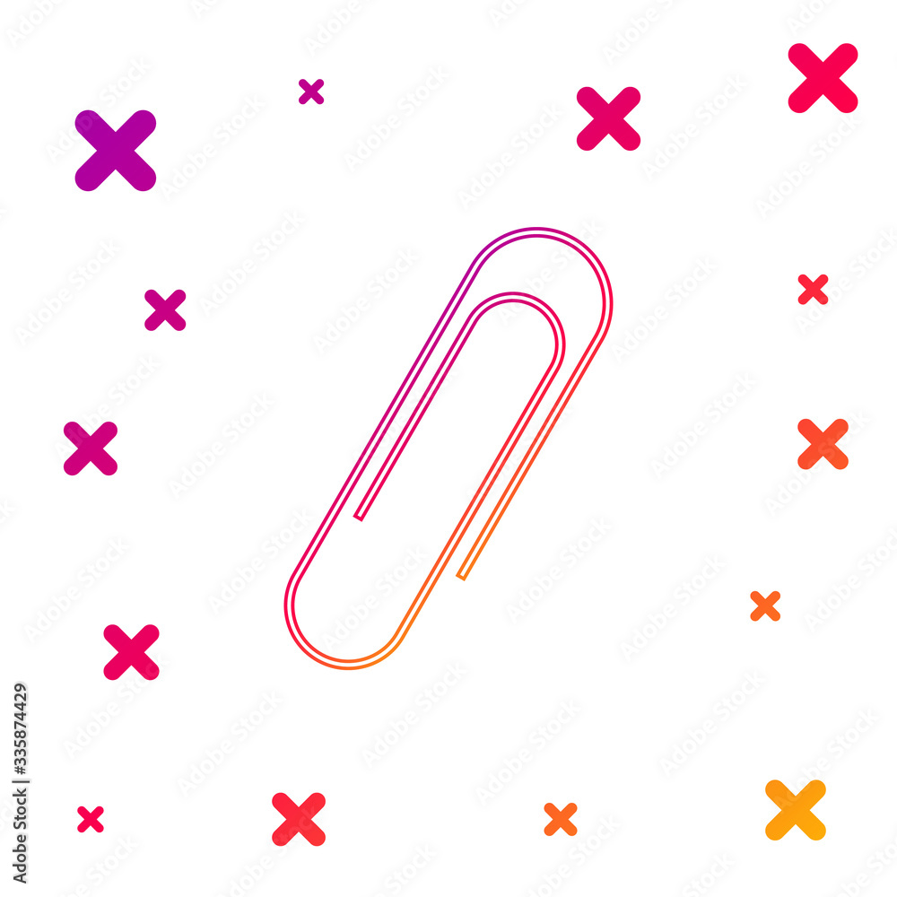 Poster color paper clip icon isolated on white background. gradient random dynamic shapes. vector illustrat