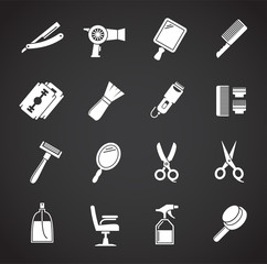Barber icons set on background for graphic and web design. Creative illustration concept symbol for web or mobile app