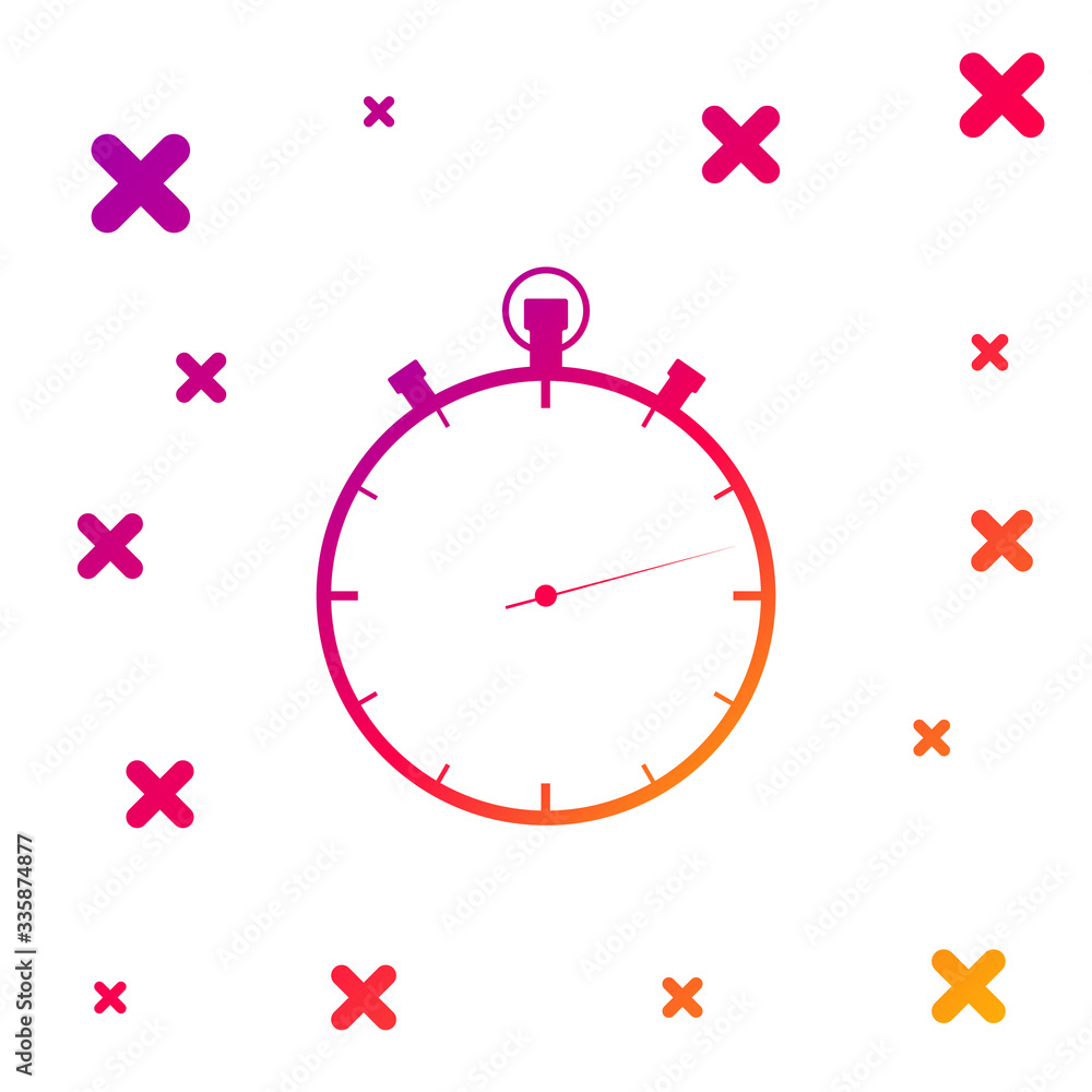 Poster color stopwatch icon isolated on white background. time timer sign. gradient random dynamic shapes. 