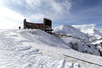 Ski resort in winter Gudauri mountain landscape