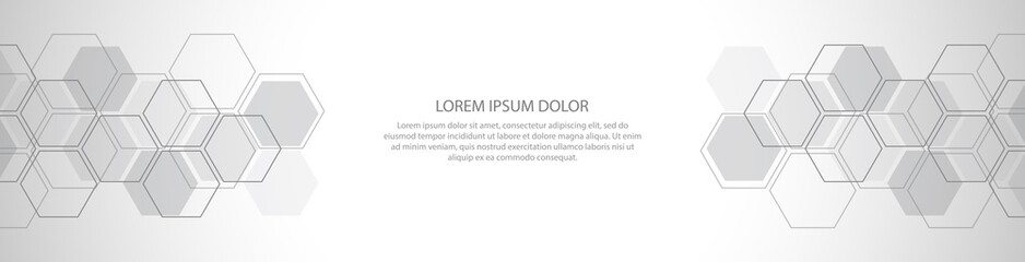 Abstract background with geometric shapes and hexagon pattern. Vector illustration for medicine, technology or science design.