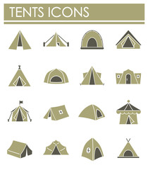 Tent related icons set on background for graphic and web design. Creative illustration concept symbol for web or mobile app