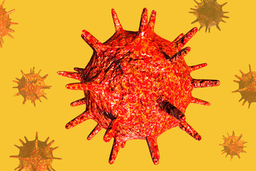 Coronavirus 2019 COVID-19 outbreak. Biology science 3d rendering.