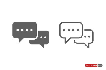 Fototapeta premium Speech Bubble Chat Talk Icons Set isolated on White Background. Flat Vector Icon Design Template Element.