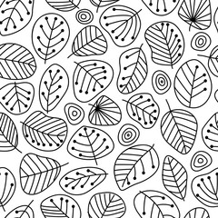Stylized leaves, monochrom vector pattern