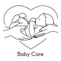 Newborn on Hand. Pediatric Clinic Logo 