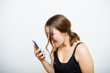 Naklejka premium Woman with smartphone