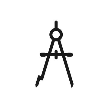 drawing compass icon in trendy flat style