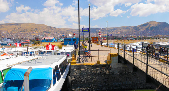 Peru Lake Titicaca pier of the port of Puno