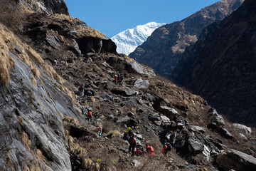 Beautiful natural landscape  himalaya mountain rangesAnnapura  Annapura basecamp (ABC) trekking route in April