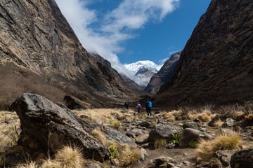 Beautiful natural landscape  himalaya mountain rangesAnnapura  Annapura basecamp (ABC) trekking route in April