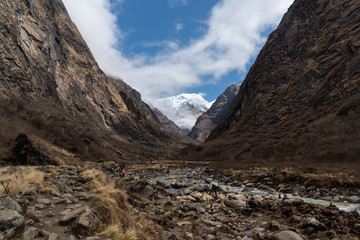 Beautiful natural landscape  himalaya mountain rangesAnnapura  Annapura basecamp (ABC) trekking route in April