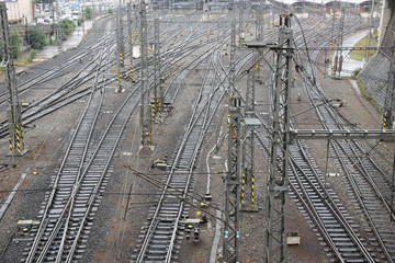 Top view of railway tracks