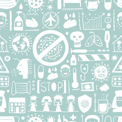 Bacteria and Viruses - Symptoms, Preventions and treatment. Infection, Sickness, Healthy. Abstract Seamless Pattern for your print design fabric, wallpaper etc. Medical theme