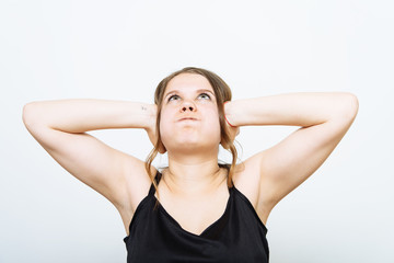 Naklejka premium Close ears woman