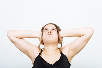 Naklejka premium Close ears woman