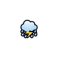 Storm and Rain Isolated Realistic Vector Icon. Weather Illustration Emoji, Emoticon, Icon