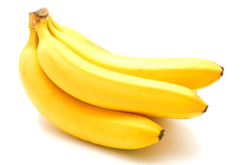 several bananas together on an isolated white background