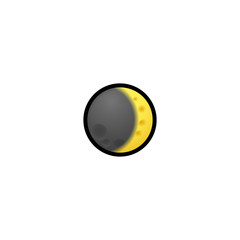 Waxing Crescent Isolated Realistic Vector Icon. Moon Cycle  Lunar phases Illustration Emoji, Emoticon, Icon