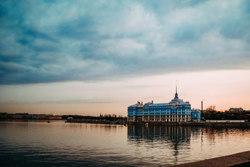 Sunset over the Naval Academy. St. Petersburg