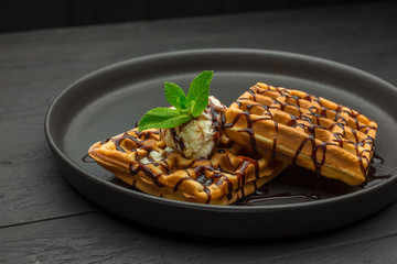 grilled chicken breastice cream waffles