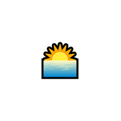 Sunset over the Ocean Isolated Realistic Vector Icon. Sunrise over the Sea Illustration Emoji, Emoticon, Icon