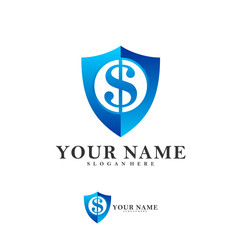 Obraz premium Shield Dollar Vector Logo Design Template, Creative money shield logo concepts, Icon symbol