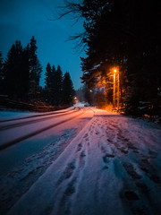 snow road in the night