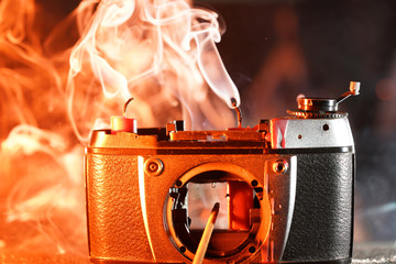 burning match in the camera 
