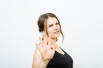 Stop gesture girl