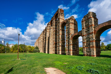 The Acueducto de los Milagros, Miraculous Aqueduct in Merida, Extremadura, Spain