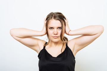 Naklejka premium Close ears woman