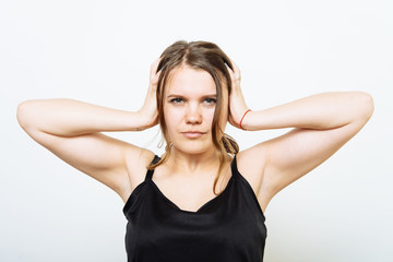 Naklejka premium Close ears woman