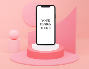 pink pastel monochrome Cosmetic background for product and phone presentation,fashion magazine illustration. 3d render illustration