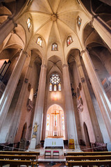 Fototapeta na wymiar Tibidabo church on mountain in Barcelona with christ statue